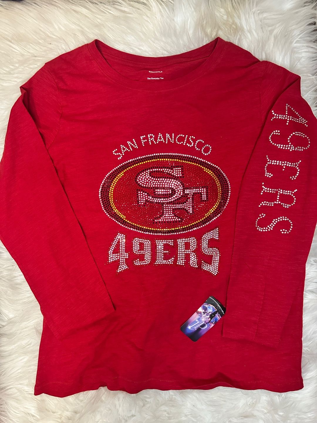 49er Rhinestone Heart Custom SS Tank Top
