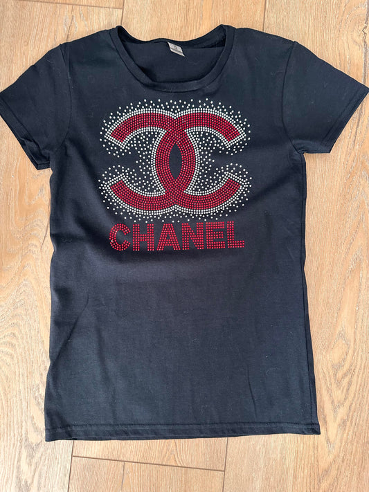 C C Inspired Custom Design Rhinestone Shirt