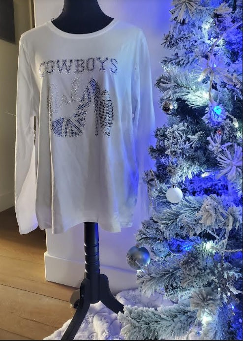 Dallas Cowboys Girly Custom Design Rhinestone Shirt