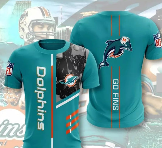 Miami Dolphins Men's 3D Polyester Smart Casual Shirt Printed Shirt