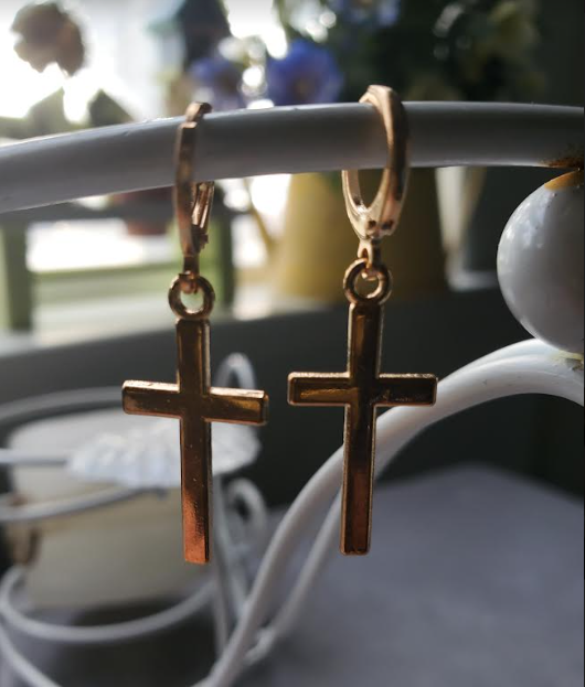 Womens Gold Crystal Drop Earrings