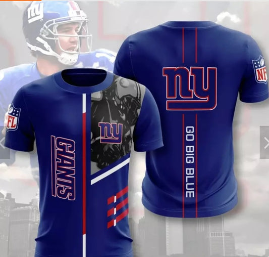 New York Giants Men's 3D Polyester Smart Casual Shirt Printed Shirt